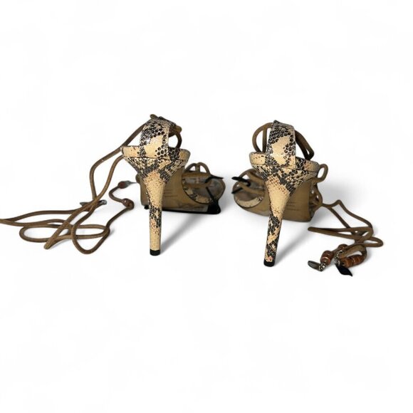 Isabel Marant Askee Snakeskin Embossed Leather Ankle Wrap Heels Sz EU 38 NEW - Picture 5 of 11